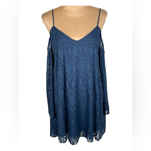 GUESS Blue Lace Mini Dress Off The Shoulder Small - Picture 1 of 9